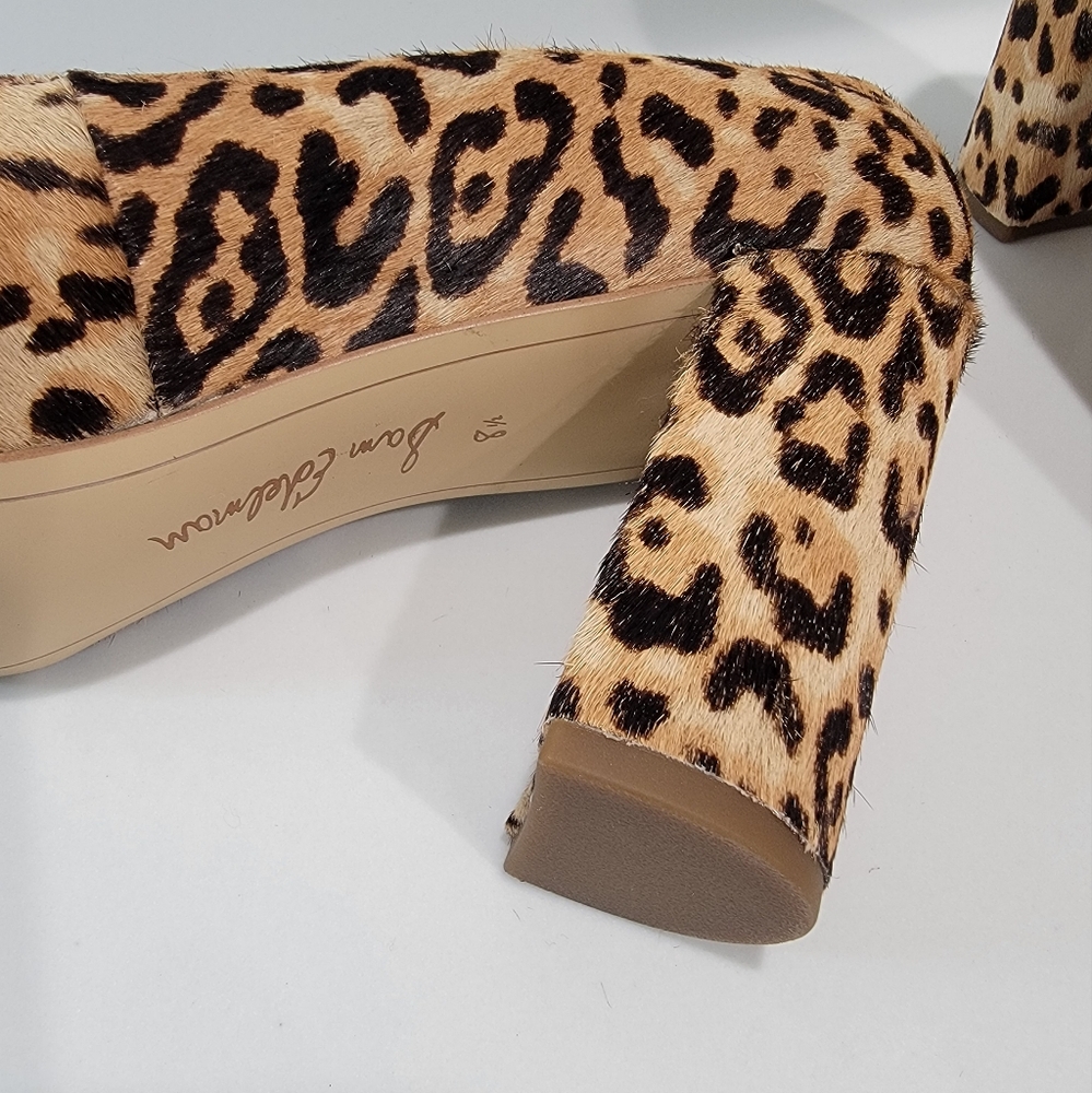 Sam Edelman Stillson Leopard Calf Hair Block Heel Pumps Size 8.5 - Picture 4 of 6